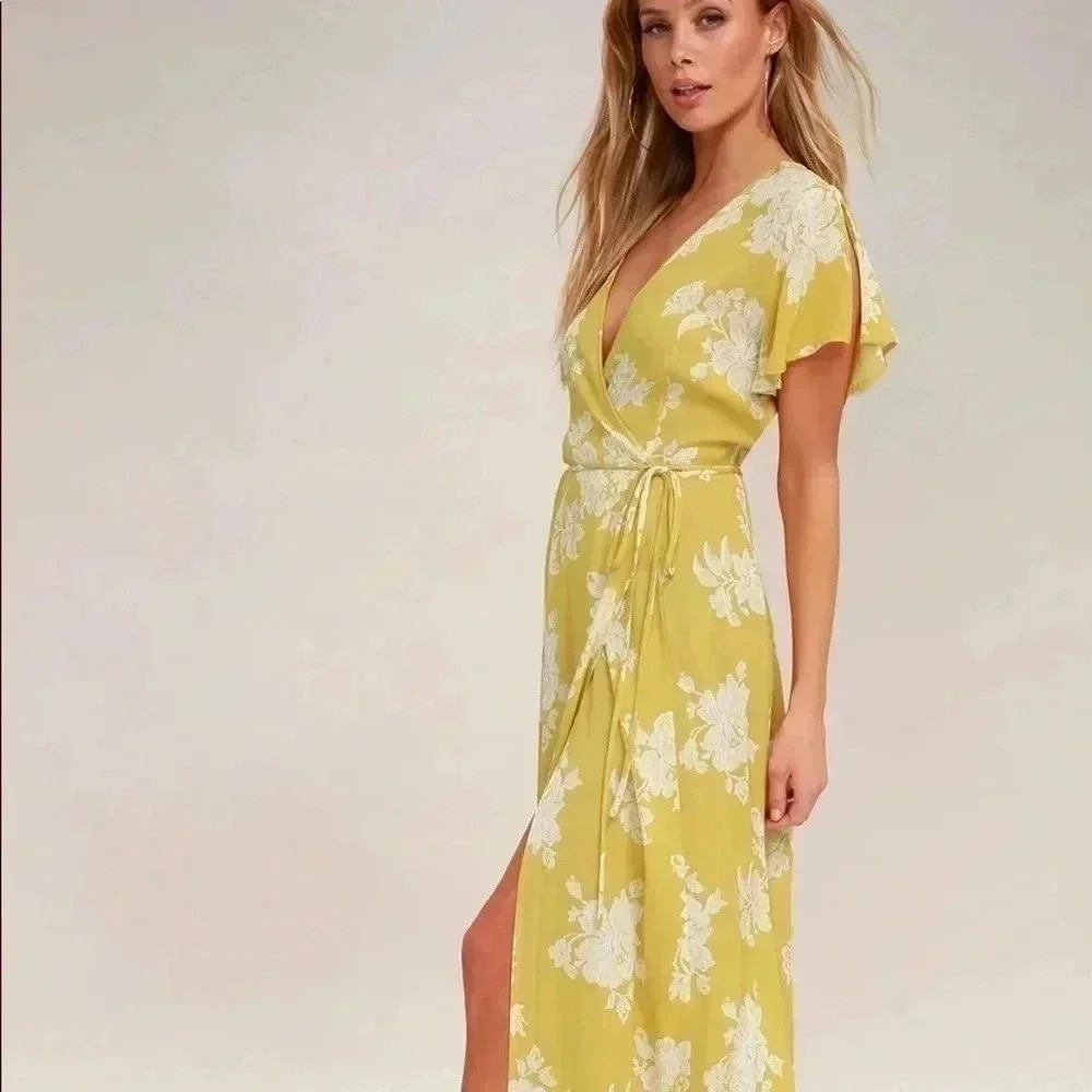 Lulu's Yellow Floral Maxi Dress